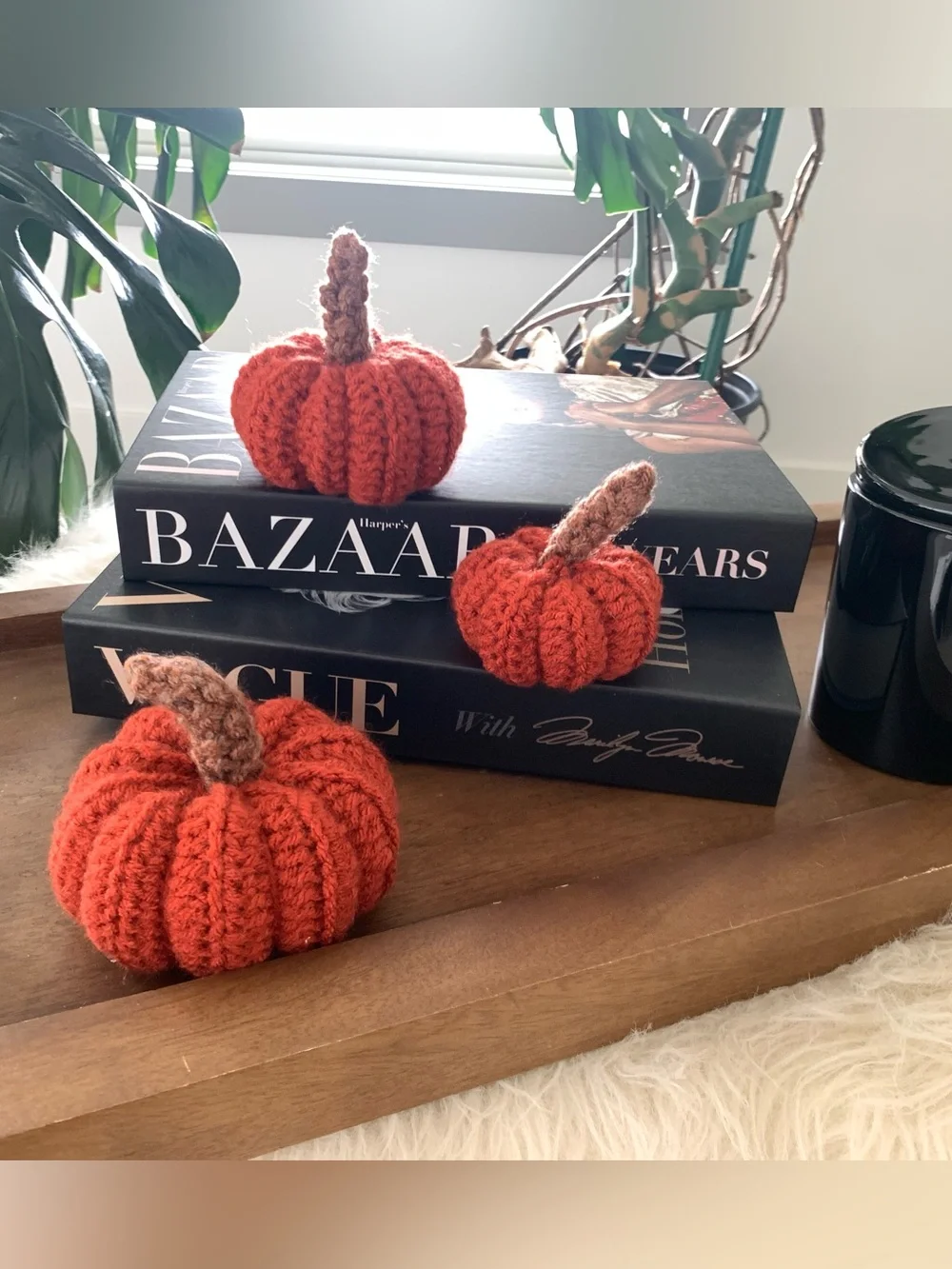 Autumn Fall Crochet Pumpkins set of three